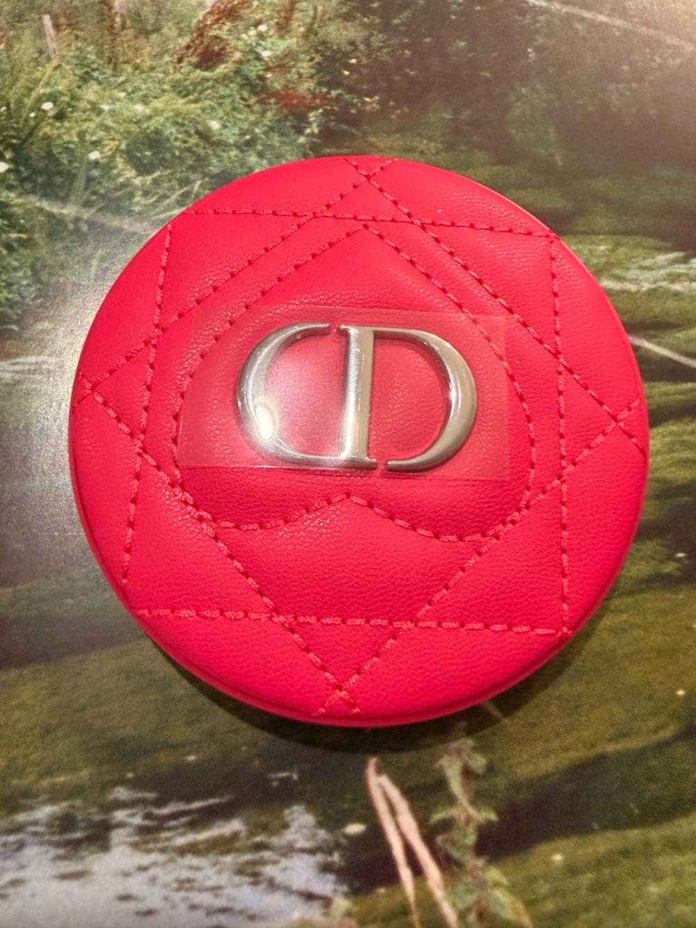 DIOR Beauty Hot Pink Quilted CD Logo Round Mirror Case 💕